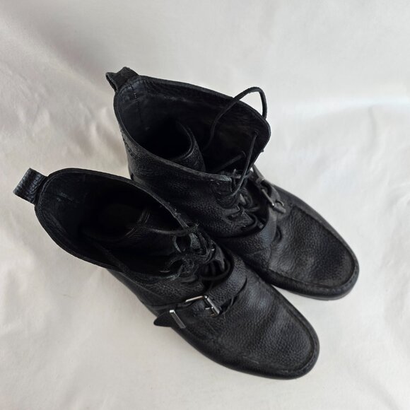 Polo Ralph Lauren Ranger Boots Mens 13D Black Leather Lace Up Buckle Combat Moto main image 8